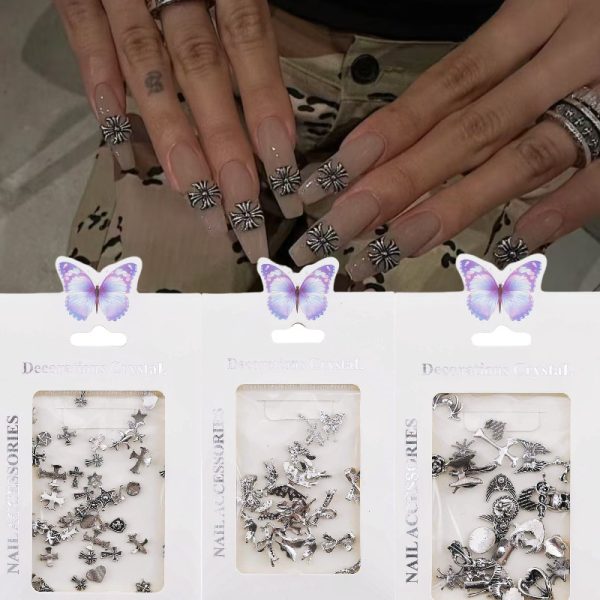 punk retro nail kits 3d nail art mixed rose alloy 3d nail accessories for beauty salon